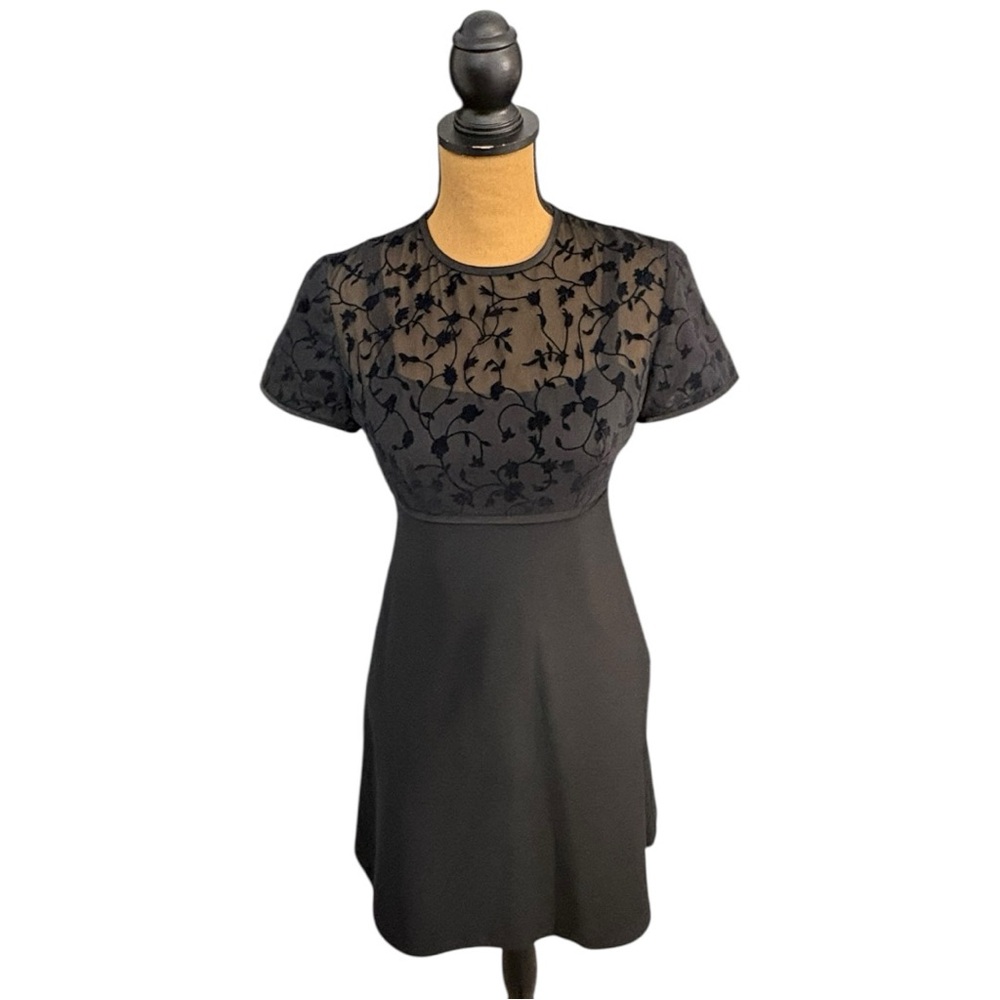 Vintage Y2K Donna Ricco NY Black Velvet Floral Burnout Dress Womens 2P